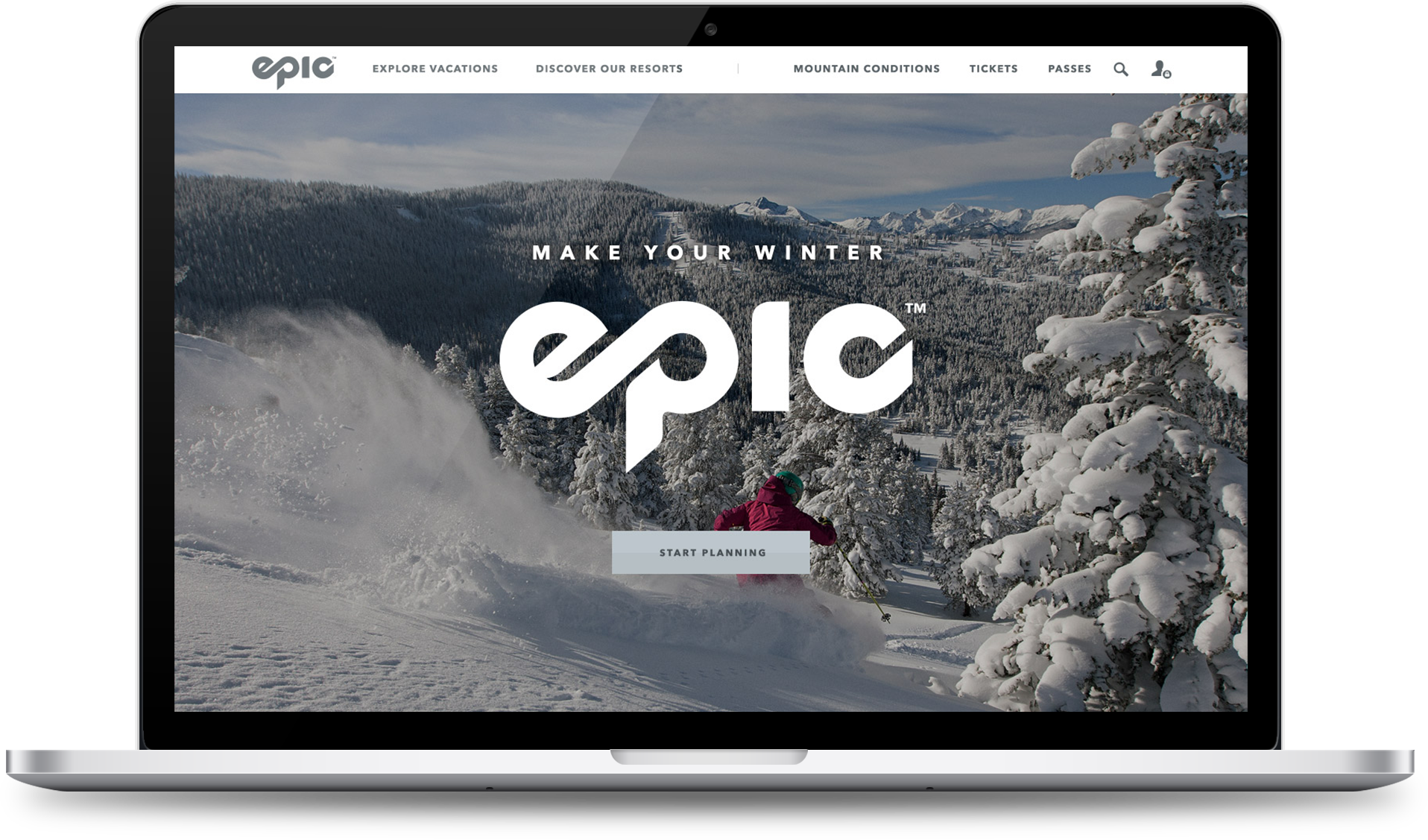 Snow.com Epic website on a laptop