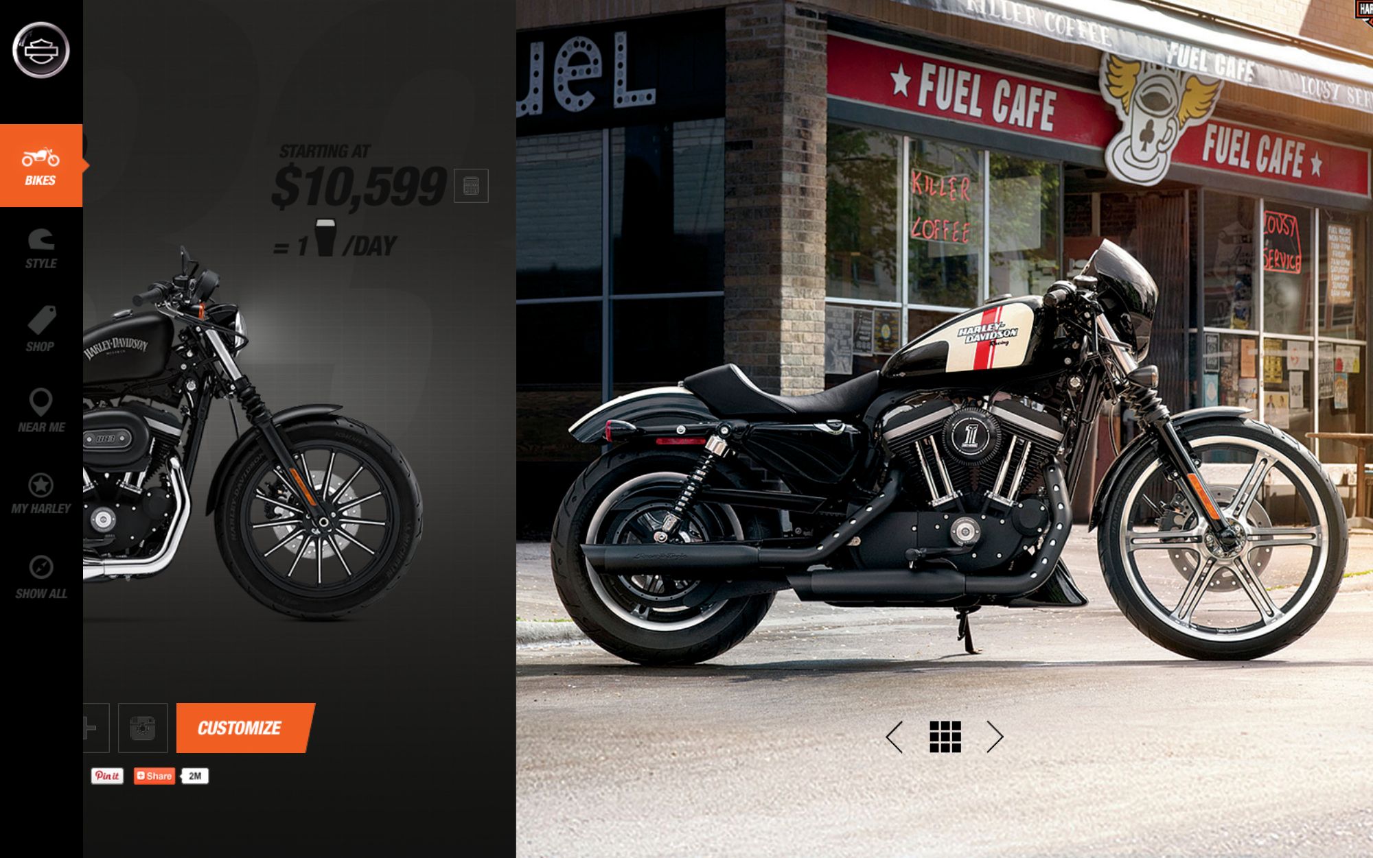 The bike as a living showroom — HD.com concept screen