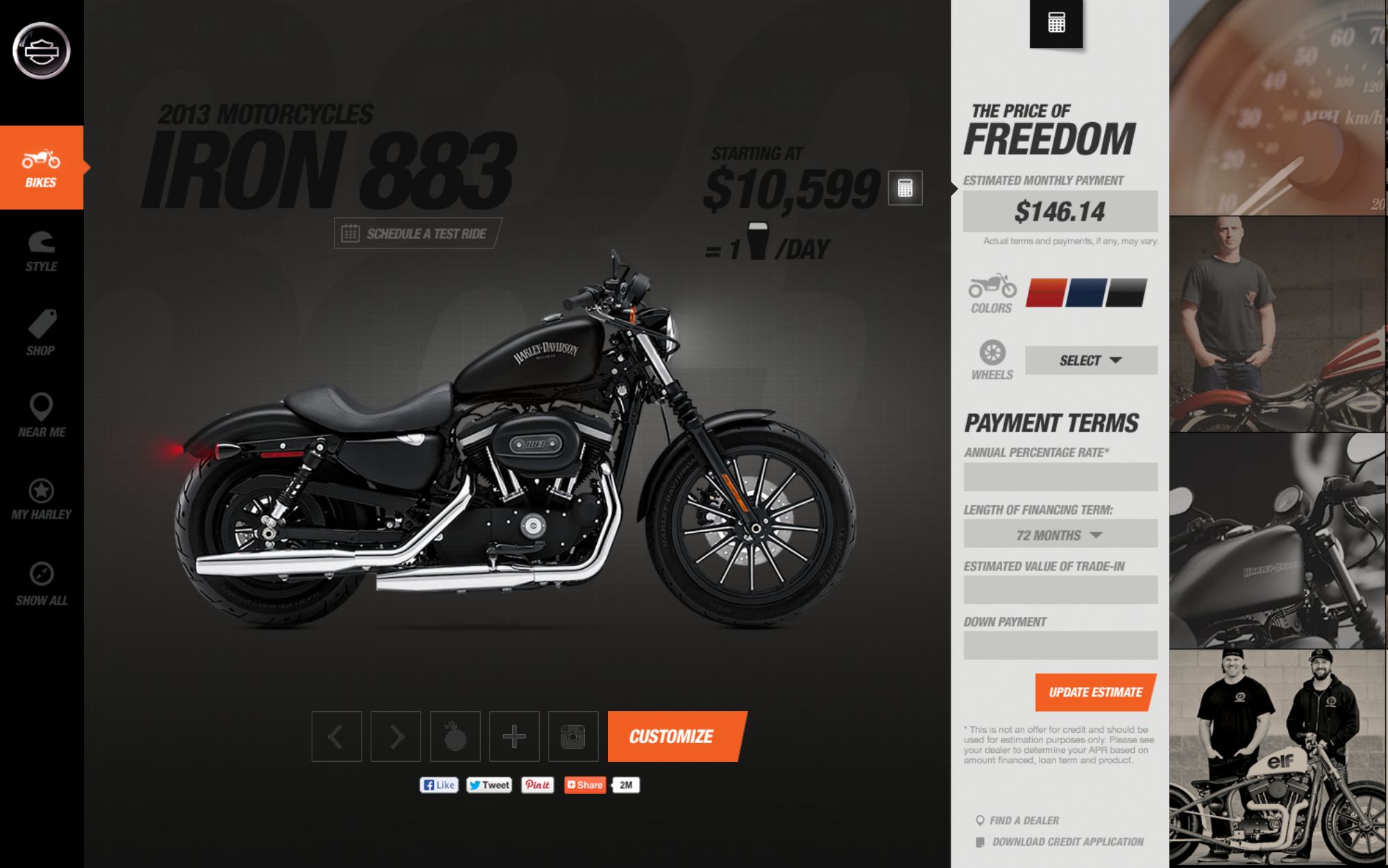 The bike as a living showroom — HD.com concept screen